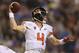 SEATTLE, WA - OCTOBER 27: Quarterback Sean Mannion #4 of the Oregon State Beavers rolls out to pass against the Washington Huskies on October 27, 2012 at CenturyLink Field in Seattle, Washington. (Photo by Otto Greule Jr/Getty Images)