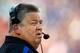 LAWRENCE, KS - SEPTEMBER 01: Head coach Charlie Weis of the Kansas Jayhawks watches from the sidelines during the game against the South Dakota State Jackrabbits at Memorial Stadium on September 1, 2012 in Lawrence, Kansas. (Photo by Jamie Squire/Getty Images)