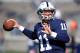 Nov 17, 2012; University Park, PA, USA; Penn State Nittany Lions quarterback Matthew McGloin (11) prepares to pass the ball prior to the game against the Indiana Hoosiers at Beaver Stadium. Mandatory Credit: Rich Barnes-US PRESSWIRE