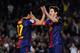 BARCELONA, SPAIN - NOVEMBER 17: Lionel Messi of FC Barcelona (R) celebrates with his teammate Pedro Rodriguez after scoring the opening goal during the La Liga match between FC Barcelona and Real Zaragoza at Camp Nou on November 17, 2012 in Barcelona, Spain. (Photo by David Ramos/Getty Images)