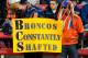 LAS VEGAS, NV - DECEMBER 22: Fans of the Boise State Broncos hold a sign before the team played the Arizona State Sun Devils in the MAACO Bowl Las Vegas at Sam Boyd Stadium December 22, 2011 in Las Vegas, Nevada. Boise State won 56-24. (Photo by Ethan Miller/Getty Images)