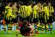 MADRID, SPAIN - NOVEMBER 06: Mario Gotze (2nd L) of Borussia Dortmund celebrates with his teammates after scoring his sides second goal as Goalkeeper Iker Casillas of Real Madrid sits dejected on the pitch during the UEFA Champions League group D match between Real Madrid and Borussia Dortmund at Estadio Santiago Bernabeu on November 6, 2012 in Madrid, Spain. (Photo by Jasper Juinen/Getty Images)