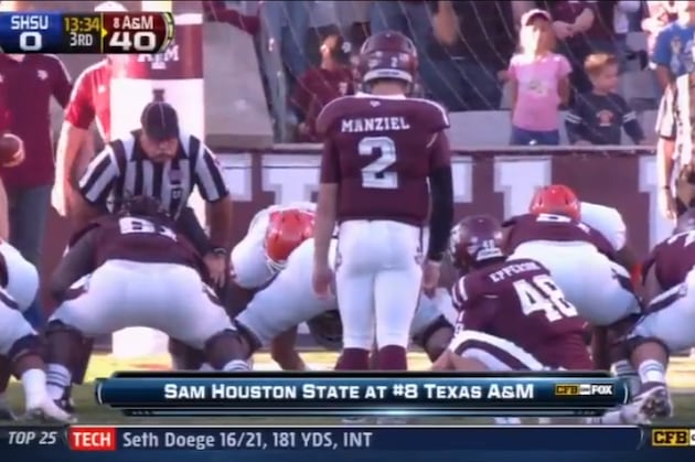 Video: Johnny Manziel Kicks an Extra Point (and Misses)