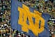 Nov. 17, 2012; South Bend, IN, USA; A Notre Dame flag waves in the first quarter of the game between the Notre Dame Fighting Irish and the Wake Forest Demon Deacons at Notre Dame Stadium. Notre Dame won 38-0. Mandatory Credit: Matt Cashore-US PRESSWIRE