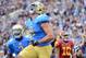PASADENA, CA - NOVEMBER 17: Joseph Fauria #8 of the UCLA Bruins celebrates his touchdown for a 17-0 lead over the USC Trojans at Rose Bowl on November 17, 2012 in Pasadena, California. (Photo by Harry How/Getty Images)