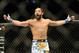 Nov 17, 2012; Montreal, QC, Canada; Johny Hendricks reacts after knocking out Martin Kampmann (not pictured) during first round action of their Welterweight bout at UFC 154 at the Bell Centre. Mandatory Credit: Eric Bolte-US PRESSWIRE