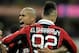MILAN, ITALY - OCTOBER 27: Stephan El Shaarawy and Nigel De Jong (L) of AC Milan celebrate scoring the first goal during the Serie A match between AC Milan and Genoa CFC at San Siro Stadium on October 27, 2012 in Milan, Italy. (Photo by Claudio Villa/Getty Images)
