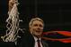 ATLANTA, GA - APRIL 1: Head coach Gary Williams of the University of Maryland Terrapins celebrates after cutting down the net following the men's NCAA National Championship game against the Indiana University Hoosiers at the Georgia Dome in Atlanta, Georgia on April 1, 2002. Maryland defeated Indiana 64-52 winning the National Championship. (Photo by Doug Pensinger/Getty Images)