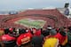 KANSAS CITY, MO - JANUARY 09: A general view of the stadium as the fans observe the national anthem as the Baltimore Ravens prepare to face the Kansas City Chiefs during their 2011 AFC wild card playoff game at Arrowhead Stadium on January 9, 2011 in Kansas City, Missouri.. The Ravens defeated the Chiefs 30-7. (Photo by Doug Pensinger/Getty Images)