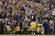 Nov. 17, 2012; South Bend, IN, USA; Notre Dame Fighting Irish linebacker Manti Te'o (5) waves as he leaves the field in the fourth quarter against the Wake Forest Demon Deacons at Notre Dame Stadium. Notre Dame won 38-0. Mandatory Credit: Matt Cashore-US PRESSWIRE