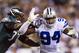 Nov 11, 2012; Philadelphia, PA, USA; Dallas Cowboys linebacker DeMarcus Ware (94) gets past Philadelphia Eagles tackle Demetress Bell (77) during the first quarter at Lincoln Financial Field. The Cowboys defeated the Eagles 38-23. Mandatory Credit: Howard Smith-US PRESSWIRE