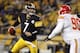 PITTSBURGH, PA - NOVEMBER 12: Ben Roethlisberger #7 of the Pittsburgh Steelers rolls out to pass against the Kansas City Chiefs during the game on November 12, 2012 at Heinz Field in Pittsburgh, Pennsylvania. (Photo by Justin K. Aller/Getty Images)