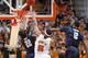 KNOXVILLE, TN - JANUARY 21: Jarnell Stokes #5 of the Tennessee Volunteers goes up for a shot between Andre Drummond #12 and Roscoe Smith #22 of the Connecticut Huskies at Thompson-Boling Arena on January 21, 2012 in Knoxville, Tennessee. Tennessee defeated Connecticut 60-57. (Photo by Joe Robbins/Getty Images)