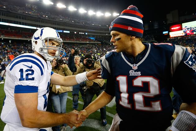Brady Outshines Luck as Patriots Score 59