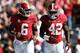TUSCALOOSA, AL - NOVEMBER 17: Blake Sims #6 and Eddie Lacy #42 of the Alabama Crimson Tide react after Lacy's touchdown against the Western Carolina Catamounts at Bryant-Denny Stadium on November 17, 2012 in Tuscaloosa, Alabama. (Photo by Kevin C. Cox/Getty Images)