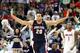 PITTSBURGH, PA - MARCH 17: Elias Harris #20 of the Gonzaga Bulldogs reacts after he made a 3-point basket late in the second half against the Ohio State Buckeyes during the third round of the 2012 NCAA Men's Basketball Tournament at Consol Energy Center on March 17, 2012 in Pittsburgh, Pennsylvania. (Photo by Jared Wickerham/Getty Images)