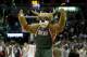 MILWAUKEE, WI - NOVEMBER 3: Milwaukee Bucks Mascot Bango celebrates after the win over the Cleveland Cavaliers at Bradley Center on November 3, 2012 in Milwaukee, Wisconsin. NOTE TO USER: User expressly acknowledges and agrees that, by downloading and or using this photograph, User is consenting to the terms and conditions of the Getty Images License Agreement. (Photo by Mike McGinnis/Getty Images)
