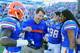 JACKSONVILLE, FL - JANUARY 02: Head Coach Will Muschamp of the Florida Gators celebrates with his players after defeating the Ohio State Buckeyes 24-17 in the TaxSlayer.com Gator Bowl at EverBank Field on January 2, 2012 in Jacksonville, Florida. (Photo by Scott Halleran/Getty Images)