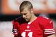 SAN FRANCISCO, CA - NOVEMBER 11: Quarterback Alex Smith #11 of the San Francisco 49ers warms up before a game against the St. Louis Rams on November 11, 2012 at Candlestick Park in San Francisco, California. Smith left the game with a concussion in the second quarter. The teams tied 24-24 in overtime. (Photo by Brian Bahr/Getty Images)