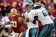 WASHINGTON, DC - NOVEMBER 18: Quarterback Nick Foles #9 of the Philadelphia Eagles drops back to pass against the Washington Redskins during the second half at FedEx Field on November 18, 2012 in Washington, DC. (Photo by Rob Carr/Getty Images)