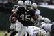 November 18, 2012; Oakland, CA, USA; Oakland Raiders fullback Marcel Reece (45) carries the ball against the New Orleans Saints during the first quarter at O.co Coliseum. Mandatory Credit: Kelley L Cox-US PRESSWIRE