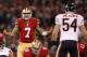 November 19, 2012; San Francisco, CA, USA; San Francisco 49ers quarterback Colin Kaepernick (7) calls a play against the Chicago Bears in the first quarter at Candlestick Park. Mandatory Credit: Cary Edmondson-US PRESSWIRE