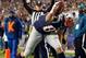 FOXBORO, MA - NOVEMBER 18: Rob Gronkowski #87 of the New England Patriots celebrates his touchdown against the Indianapolis Colts into the end zone for a touchdown in the first half at Gillette Stadium on November 18, 2012 in Foxboro, Massachusetts. (Photo by Jim Rogash/Getty Images)