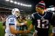 FOXBORO, MA - NOVEMBER 18: Andrew Luck #12 of the Indianapolis Colts shakes hands with Tom Brady #12 of the New England Patriots following their game on November 18, 2012 at Gillette Stadium in Foxboro, Massachusetts. (Photo by Jared Wickerham/Getty Images)