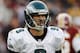 WASHINGTON, DC - NOVEMBER 18: Quarterback Nick Foles #9 of the Philadelphia Eagles walks off the field after the Eagles failed to convert on third down during the second half against the Washington Redskins at FedEx Field on November 18, 2012 in Washington, DC. (Photo by Rob Carr/Getty Images)