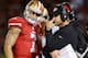 SAN FRANCISCO, CA - NOVEMBER 19: Head coach Jim Harbaugh talks to Colin Kaepernick #7 of the San Francisco 49ers in the second quarter against the Chicago Bears at Candlestick Park on November 19, 2012 in San Francisco, California. (Photo by Thearon W. Henderson/Getty Images)