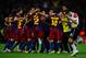 LONDON, ENGLAND - MAY 28: Ryan Giggs of Manchester United (R) shows his dejection as the Barcelona players celebrate victory after the UEFA Champions League final between FC Barcelona and Manchester United FC at Wembley Stadium on May 28, 2011 in London, England. (Photo by Laurence Griffiths/Getty Images)