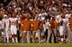 COLLEGE STATION, TX - NOVEMBER 24: Head Coach Mack Brown of the Texas Longhorns works the sidelines in the second half of a game against the Texas A&M Aggies at Kyle Field on November 24, 2011 in College Station, Texas. (Photo by Darren Carroll/Getty Images)