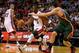 MIAMI, FL - NOVEMBER 21: Dwyane Wade #3 of the Miami Heat drives around Ersan Ilyasova #7 of the Milwaukee Bucks during a game at AmericanAirlines Arena on November 21, 2012 in Miami, Florida. (Photo by Mike Ehrmann/Getty Images)