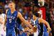 ATLANTA, GA - NOVEMBER 13: Mason Plumlee #5 of the Duke Blue Devils reacts with Seth Curry #30 after drawing a foul on a basket against the Kentucky Wildcats during the 2012 State Farm Champions Classic at Georgia Dome on November 13, 2012 in Atlanta, Georgia. (Photo by Kevin C. Cox/Getty Images)