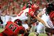 LINCOLN, NE - SEPTEMBER 29: Running back Montee Ball #28 of the Wisconsin Badgers powers through linebacker Will Compton #51 of the Nebraska Cornhuskers during their game at Memorial Stadium on September 29, 2012 in Lincoln, Nebraska. (Photo by Eric Francis/Getty Images)