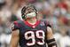 HOUSTON, TX - NOVEMBER 18: J.J. Watt #99 of the Houston Texans let out a yell after a defensive stop at Reliant Stadium on November 18, 2012 in Houston, Texas. Houston wins 43-37 in overtime. (Photo by Bob Levey/Getty Images)