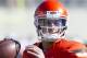 Nov 17, 2012; Stillwater OK, USA; Oklahoma State Cowboys quarterback Clint Chelf (10) warms up before the game against the Texas Tech Red Raiders at Boone Pickens Stadium. Mandatory Credit: Richard Rowe-US PRESSWIRE