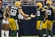 ST. LOUIS, MO - OCTOBER 21: Outside linebacker Clay Matthews #52 and strong safety Charles Woodson #21 of the Green Bay Packers celebrate after making a tackle for a loss during the game against the St. Louis Rams at the Edward Jones Dome on October 21, 2012 in St. Louis, Missouri. (Photo by David Welker/Getty Images)