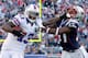 FOXBORO, MA - NOVEMBER 11: Steve Johnson #13 of the Buffalo Bills staff arms Alfonzo Dennard #37 of the New England Patriots in the second half at Gillette Stadium on November 11, 2012 in Foxboro, Massachusetts. (Photo by Jim Rogash/Getty Images)