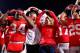 COLUMBUS, OH - NOVEMBER 03: Head Coach Urban Meyer of the Ohio State Buckeyes and his wife, Shelly Meyer sing 'Carmen Ohio' after Ohio State defeated the Illinois Illini 52-22 on November 3, 2012 at Ohio Stadium in Columbus, Ohio. (Photo by Kirk Irwin/Getty Images)