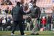 CLEVELAND, OH - NOVEMBER 25: Head coach Mike Tomlin, left, of the Pittsburgh Steelers shakes hands with head coach Pat Shurmur, right, of the Cleveland Browns prior to the game at Cleveland Browns Stadium on November 25, 2012 in Cleveland, Ohio. (Photo by Jason Miller/Getty Images)