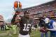 CLEVELAND, OH - NOVEMBER 25: Wide receiver Josh Cribbs #16 of the Cleveland Browns celebrates after the Browns defeated the Steelers at Cleveland Browns Stadium on November 25, 2012 in Cleveland, Ohio. The Browns defeated the Steelers 20-14. (Photo by Jason Miller/Getty Images)