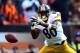 Nov 25, 2012; Cleveland, OH, USA; Pittsburgh Steelers wide receiver Plaxico Burress (80) is unable to make a catch in the second quarter against the Cleveland Browns at Cleveland Browns Stadium. Mandatory Credit: Andrew Weber-US PRESSWIRE
