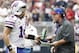 HOUSTON, TX- NOVEMBER 04: Buffalo Bills quarterback Ryan Fitzpatrick #14 talks with head coach Chan Gailey during a timeout against the Houston Texans on November 4, 2012 at Reliant Stadium in Houston, Texas. Texans won 21 to 9.(Photo by Thomas B. Shea/Getty Images)