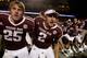 COLLEGE STATION, TX - NOVEMBER 24: Ryan Swope #25 and Johnny Manziel #2 of the Texas A&M Aggies celebrate with teammates after defeating the Missouri Tigers 59-29 at Kyle Field on November 24, 2012 in College Station, Texas. (Photo by Scott Halleran/Getty Images)