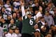 EAST RUTHERFORD, NJ - OCTOBER 08: New York Jets fan Fireman Ed Anzalone leads the fans in cheers against the Houston Texans at MetLife Stadium on October 8, 2012 in East Rutherford, New Jersey. (Photo by Elsa/Getty Images)