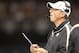 August 17, 2012; New Orleans, LA, USA; New Orleans Saints offensive coordinator Pete Carmichael during the first half of a preseason game against the Jacksonville Jaguars at the Mercedes-Benz Superdome. Mandatory Credit: Derick E. Hingle-US PRESSWIRE