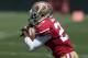 July 29, 2012; Santa Clara, CA, USA; San Francisco 49ers running back LaMichael James (23) during training camp at the 49ers practice facility. Mandatory Credit: Ed Szczepanski-US PRESSWIRE