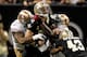 November 25, 2012; New Orleans, LA, USA; San Francisco 49ers outside linebacker Ahmad Brooks (55) and inside linebacker Patrick Willis (52) combine to sack New Orleans Saints quarterback Drew Brees (9) during the second half of a game at the Mercedes-Benz Superdome. The 49ers defeated the Saints 31-21. Mandatory Credit: Derick E. Hingle-US PRESSWIRE