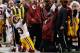 ARLINGTON, TX - NOVEMBER 22: DeAngelo Hall #23 of the Washington Redskins celebrates on the sidelines after intercepting a pass from Tony Romo #9 of the Dallas Cowboys on Thanksgiving Day at Cowboys Stadium on November 22, 2012 in Arlington, Texas. (Photo by Tom Pennington/Getty Images)